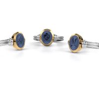 Afbeelding van Zegelring brenda 1<br/>585 witgoud<br/>Blauw lagensteen 10x8 mm
