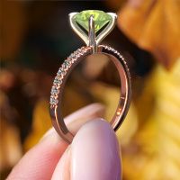 Image of Engagement Ring Crystal Rnd 2<br/>585 rose gold<br/>Peridot 7.3 Mm