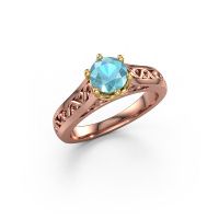 Image of Engagement ring Shan 585 rose gold blue topaz 6 mm