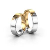 Image of Wedding rings set WH1201LM15AP ±5x1.7 mm 14 Carat white gold diamond 0.012 crt