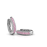 Image of Hoop earrings Danika 8.5 A 950 platinum pink sapphire 1.7 mm