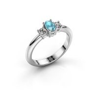 Image de Bague de fiançailles Karie<br/>585 or blanc<br/>Topaze bleue 5x3 mm