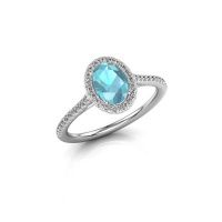 Image of Engagement ring seline ovl 2<br/>585 white gold<br/>Blue topaz 7x5 mm