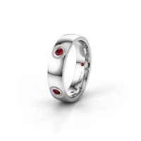 Image of Wedding ring WH0139L25BP<br/>585 white gold ±5x2 mm<br/>Garnet