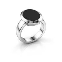 Afbeelding van Zegelring Oscar 4<br/>950 platina<br/>zwarte emaille 15x12 mm