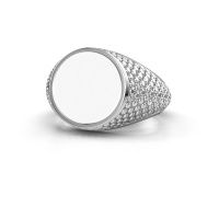 Image of Signet ring zachary 2<br/>950 platinum<br/>white enamel 12 mm