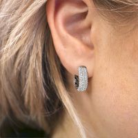 Image of Hoop earrings Danika 12.5 B 950 platinum zirconia 1.1 mm
