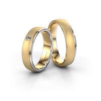 Image of Wedding rings set WH0501LM25AMP ±5x1.7 mm 14 Carat gold diamond 0.06 crt