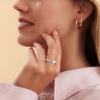 Image of Engagement ring Ruby rnd 585 white gold aquamarine 5.7 mm