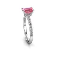 Afbeelding van Verlovingsring Crystal EME 4 585 witgoud roze saffier 7x5 mm