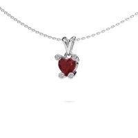 Image of Necklace Cornelia Heart 950 platinum ruby 6 mm