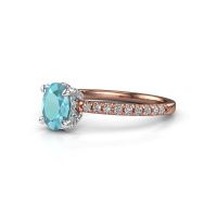 Image of Engagement ring saskia 1 ovl<br/>585 rose gold<br/>Blue topaz 7x5 mm