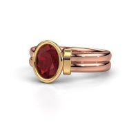 Afbeelding van Ring Gerda 585 rosé goud robijn 8x6 mm