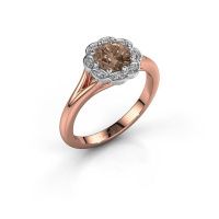 Afbeelding van Aanzoeksring Claudine 585 rosé goud bruine diamant 0.84 crt