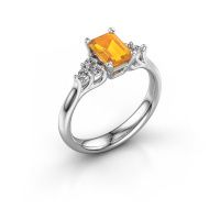 Afbeelding van Verlovingsring Monika EME<br/>950 platina<br/>Citrien 7x5 mm
