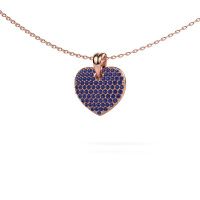 Image of Necklace Heart 5 585 rose gold sapphire 0.8 mm