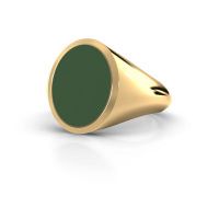Afbeelding van Zegelring Herman 4<br/>585 goud<br/>groene emaille 15x12 mm