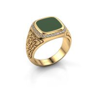 Image of Men's ring Jesse 3 585 gold green enamel 10x10 mm