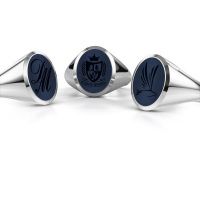 Afbeelding van Zegelring Herman 4<br/>950 platina<br/>Donker blauw lagensteen 15x12 mm