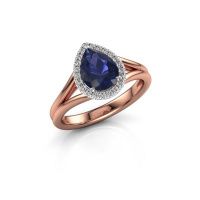 Afbeelding van Verlovingsring verla pear 1<br/>585 rosé goud<br/>Saffier 8x6 mm