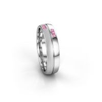 Image of Wedding ring WH0206L25APM<br/>585 white gold ±5x1.7 mm<br/>Pink sapphire