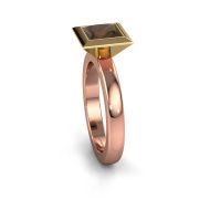 Image of Stacking ring Trudy Square 585 rose gold smokey quartz 6 mm