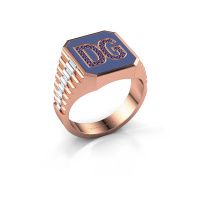 Image of Signet ring Stephan 2 585 rose gold sapphire 0.9 mm