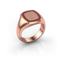 Image of Men's ring floris cushion 3<br/>585 rose gold<br/>Ruby 1.2 mm