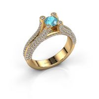 Afbeelding van Verlovingsring Stefanie 2<br/>585 goud<br/>Blauw topaas 5 mm