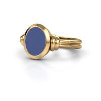 Image of Signet ring brenda 1<br/>585 gold<br/>blue enamel 10x8 mm