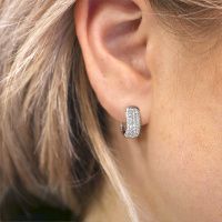 Image of Hoop earrings Danika 8.5 B 585 white gold zirconia 1.1 mm