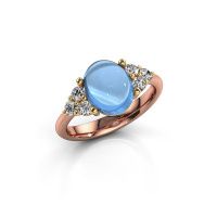 Afbeelding van Ring Clarice<br/>585 rosé goud<br/>Blauw topaas 10x8 mm