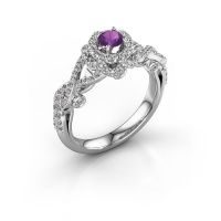 Afbeelding van Verlovingsring Cathryn<br/>950 platina<br/>Amethist 4 mm