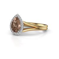 Afbeelding van Verlovingsring verla pear 1<br/>585 goud<br/>Bruine diamant 1.097 crt