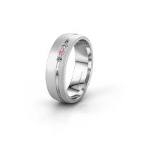 Afbeelding van Trouwring WH0322L25AM 950 platina roze saffier ±6x1.7 mm