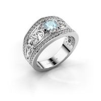 Image de Bague Marilee<br/>585 or blanc<br/>Aigue-marine 5 mm