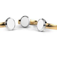 Afbeelding van Zegelring Oscar 2<br/>585 goud<br/>witte emaille 11x9 mm