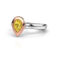 Image of Stacking ring Trudy Pear 585 white gold yellow sapphire 7x5 mm