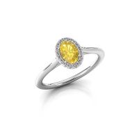 Image of Engagement ring seline ovl 1<br/>585 white gold<br/>Yellow sapphire 6x4 mm