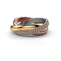 Image de Bague trinity 2<br/>585 or blanc<br/>Diamant brun 0.885 crt