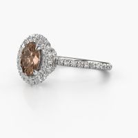 Image of Engagement ring Talitha OVL 585 white gold brown diamond 1.444 crt