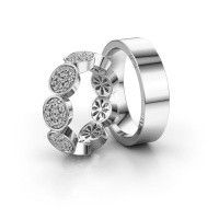 Image of Wedding rings set WHR0082LM16BP ±6x2.6 mm 14 Carat white gold diamond 0.008 crt