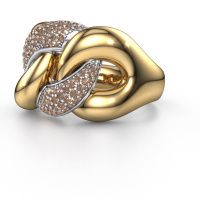 Afbeelding van Ring Kylie 2 15mm 585 goud bruine diamant 0.55 crt
