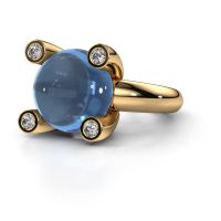 Afbeelding van Ring Janice RND<br/>585 goud<br/>Blauw topaas 12 mm