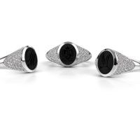 Afbeelding van Pinkring Giovani<br/>950 platina<br/>Onyx 10x8 mm