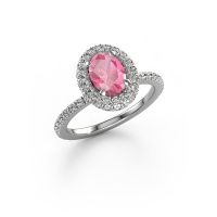 Image of Engagement ring Talitha OVL 585 white gold pink sapphire 7x5 mm