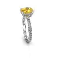 Image of Engagement ring saskia 2 ovl<br/>585 white gold<br/>Yellow sapphire 9x7 mm