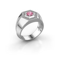 Image of Men's ring sjoerd<br/>950 platinum<br/>Pink sapphire 4.7 mm
