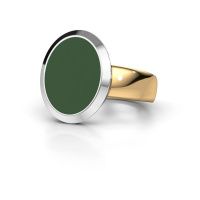Afbeelding van Zegelring Oscar 4<br/>585 goud<br/>groene emaille 15x12 mm