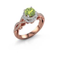 Afbeelding van Verlovingsring Leora<br/>585 rosé goud<br/>Peridoot 6.5 mm